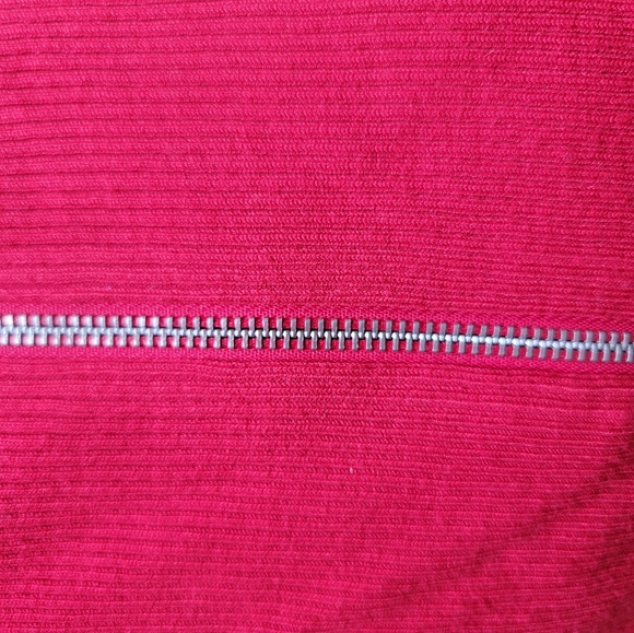 Red Ribbed Zip-Up Sweater - Picture 5 of 5